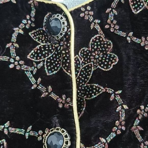 Vintage Dark Romantic Goth Purple Filigree Jacket Gold Trim - Picture 12 of 14